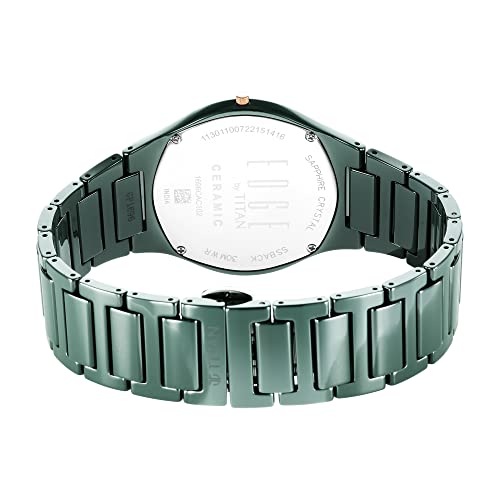 Titan Edge Ceramic Green Dial Analog Quartz Watch With Ceramic Strap For Men