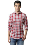 Louis Philippe Men's Slim Fit Shirt (LYSFSSLPE89972_Red 