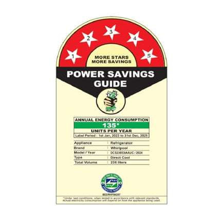 Whirlpool 236 L 5 Star Frost Free Inverter Direct-Cool Single Door Refrigerator (Auto Defrost, 5 Star Rated, 260 IMPRO PLUS ROY 5S INV BLUE BREEZE-Z) 