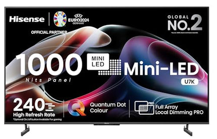 Hisense 139 cm (55 inches) 4K Ultra HD Smart Mini LED QLED TV 55U7K (Black) 