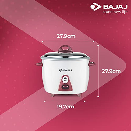 Bajaj Majesty New RCX 3 350-Watt Multifunction Rice Cooker (White/Pink) 