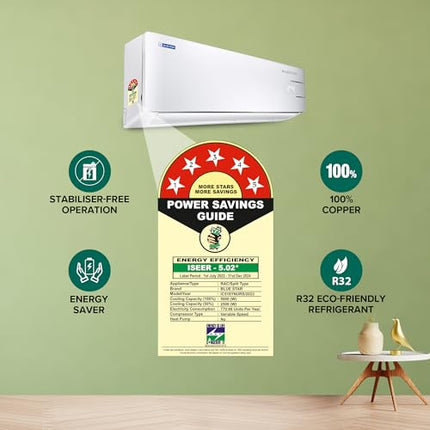 Blue Star 1.5 Ton 5 Star, 60 Months Warranty, WiFi Smart Inverter Split AC (Copper, Convertible 5 in 1 Cooling, Multi Sensors, Self Diagnosis, IC518YNURS, White) 