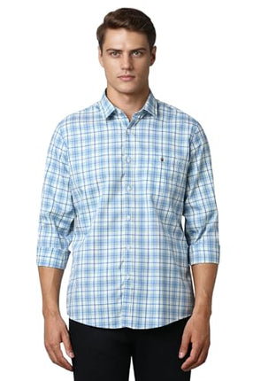 Louis Philippe Men's Slim Fit Shirt (LYSFSSLP823636_Blue 