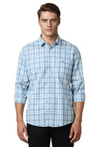 Louis Philippe Men's Slim Fit Shirt (LYSFSSLP823636_Blue 