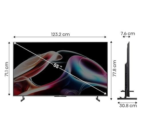 Hisense 139 cm (55 inches) 4K Ultra HD Smart Mini LED QLED TV 55U7K (Black) 