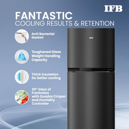 IFB Smart Choice 241L 3 Star Tru Convertible 10-in-1 Advanced Inverter Frost Free Double Door Refrigerator (IFBFF-2913DKSET, Metal Black, 360 Degree Cooling, Extraordinary Space) 