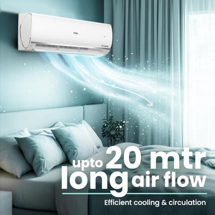 Haier 1.5 Ton 5 Star Triple Inverter Split AC (4850 W, Copper, 7 in 1 Convertible, 4-Way Swing, Frost Self Clean, HD Filter, Cools at 60°C, 20 Mtr. Air Throw - HSU18K-PYSS5BN-INV, 2024 Model - White) 