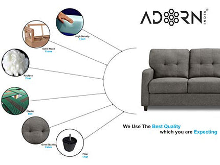 Adorn India Astor 3 Seater Sofa (Grey) (3 Year Warranty) 