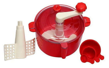 KERFORA 2-in-1 Automatic Non-Electric Dough Maker Machine for Kitchen - Atta Maker for Home Roti Preparation (RED - Pack of 1) 