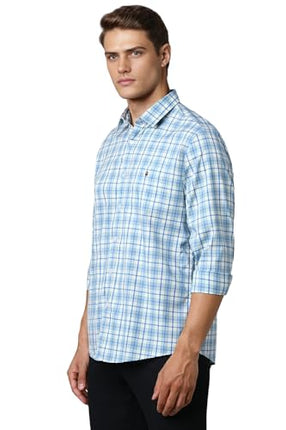 Louis Philippe Men's Slim Fit Shirt (LYSFSSLP823636_Blue 