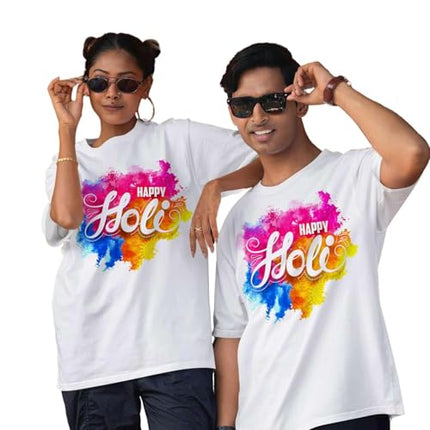 Niku Graphic Printed Holi T-Shirt for Family, Unisex, Kids, Baby | Casual Half Sleeve Round Neck Tshirt | 100% Cotton | Pack of 3 