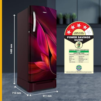 Whirlpool 236 L 4 Star Frost Free Inverter Direct-Cool Single Door Refrigerator (Auto-Defrost, Intellisense Inverter, 260 IMPRO PLUS ROY 4S WINE Breeze-Z, 2024 Model) 