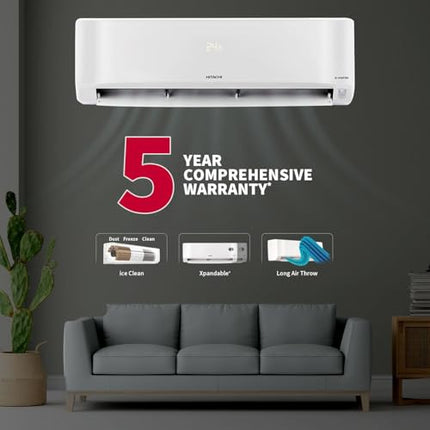 Hitachi 1.5 Ton Class 5 Star, 4-Way Swing, ice Clean, Xpandable+, Inverter Split AC (100% Copper, Dust Filter,5400STXL RAS.G518PCCIBT, White) 