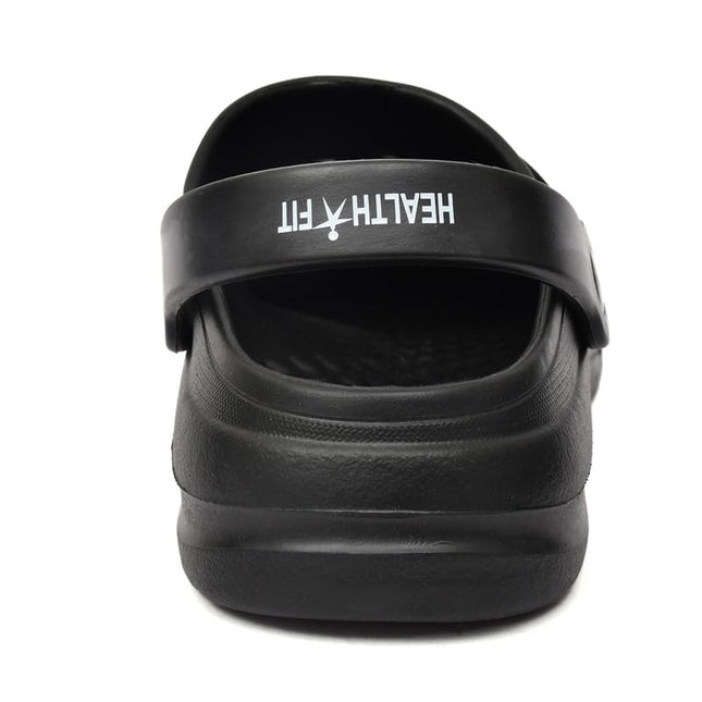 EXTRA SOFT Men's Classic Casual Clogs/Sandals with Adjustable Back Strap for Adult | Comfortable & Light Weight | Stylish & Anti-Skid | Waterproof & Everyday Use Mules for Gents/Boys HF12 Black UK-9 