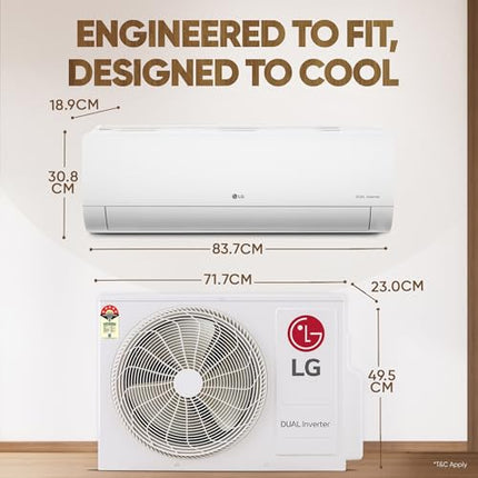 LG 1 Ton 5 Star DUAL Inverter Split AC (Copper, AI Convertible 6-in-1 with VIRAAT Mode, Faster Cooling & Energy Saving, 4 Way Swing, HD Filter with AntiVirus Protection, US-Q14YNZE, White) 