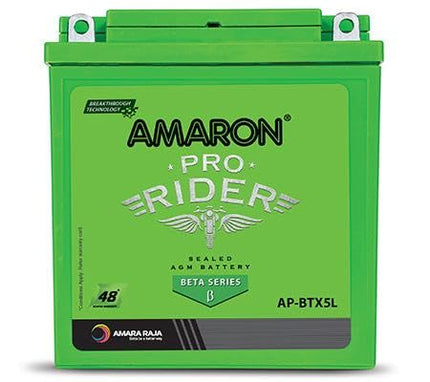 Amaron Pro Rider AP-BTX5L Beta Series, 12V Sealed AGM Battery, Green 