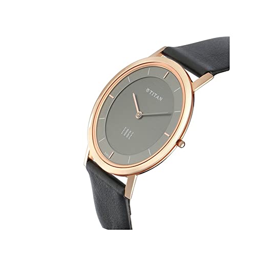 Titan Edge Quartz Analog Men Watch Anthracite Dial Leather Strap NS1595WL09