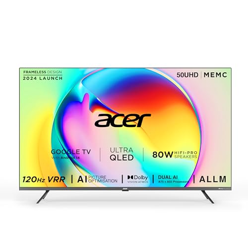Acer 126 cm (50 inches) Super Series 4K Ultra HD Smart QLED Google TV AR50QDXGU2875AT (Black) 