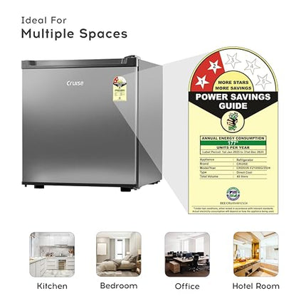 Cruise 45 L 2 Star Compact Minibar Refrigerator with Freezer Compartment - Direct Cool Technology (Single Door, Graphite Grey, CRDSVK-FZ1050G) 