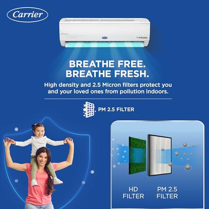 Carrier 1 Ton 5 Star AI Flexicool Inverter Split AC (Copper, Convertible 6-in-1 Cooling,Dual Filtration with HD & PM 2.5 Filter, Auto Cleanser, ESTER Exi, CAI12ES5R34F0,White) 