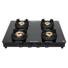 Faber 4 Burner Auto-Ignition Cooktop| ONYX AI 4BB BK |Black ABS Knobs| Brass Burners| Cast Iron Pan Support| Black Glass Finish |7 Yrs Warranty Glass & 5 Yrs on Burner & Valve | 2 Yrs Comprehensive 