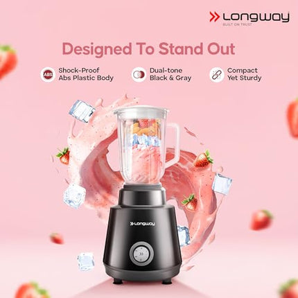 Longway Super Pro 750 Watt Juicer Mixer Grinder with 4 Jars for Grinding, Mixing, Juicing with Powerful Motor | 2 Year Warranty | (Black, 4 Jars) 