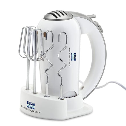 KENT 16051 Hand Blender 300 W | 5 Variable Speed Control | Multiple Beaters & Dough Hooks | Turbo Function, Plastic, 300 Watts 