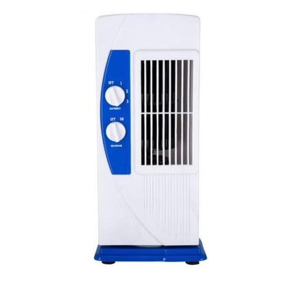 Hometronics Tower Fan For Home| Lightweight Portable Tower AC| Tough Blower With 3 Speed Control| Cooler for home|, Low Power Consumption and Anti-Rust Body, (BLUE & WHITE) 