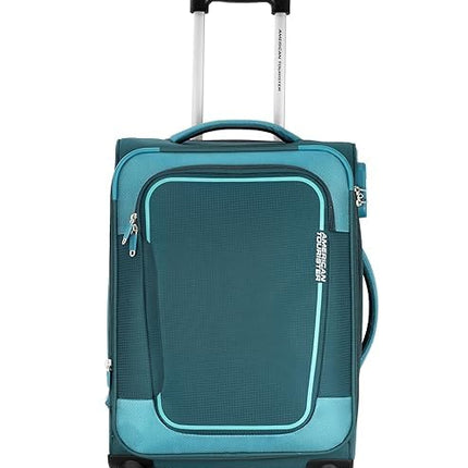 American Tourister 58Cm Check-in Polyester Soft-Sided 4 Wheel Spinner Trolley Bag with Wet Pocket, Expandable, Combination Lock (Teal) 