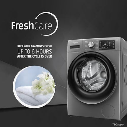 Whirlpool 8 Kg 5 Star Inverter Front Load Fully Automatic Washing Machine with In-Built Heater (XS8014BYM52E, MidNight Grey, Steam Technology, 100+ Tough Stains, 6th Sense Soft Move, 2024 Model) 