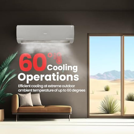 Haier Limited Edition 1.6 Ton 5 Star HEXA Inverter Smart Split AC (5460 Watts, Copper, Heavy Duty, Wi-Fi, 4-Way Swing, Frost Clean, HD Filter, Cools at 60°C-HSU19K-PZFM5BN-INV,Morning Mist) 