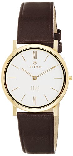 Titan Edge Quartz Analog Watch For Men White Dial Leather Strap NS679YL01