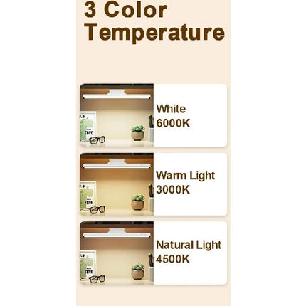 Gesto Magnetic Recharbale Desk Lamp 3 Color Under Cabinet Light with Adjustable Brightness | Desk Light for Office Table| Battery Operated Reading Lights with Remote-Plastic 