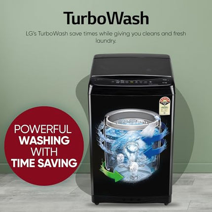 LG 8 Kg, 5 Star, Smart Inverter Technology, Wi-Fi, Turbowash, Fully Automatic Top Load Washing Machine With In-built heater (T80V4OB1S, Turbodrum, Stain Clean, Hard Water Wash & Jetspray+, Onyx Black) 