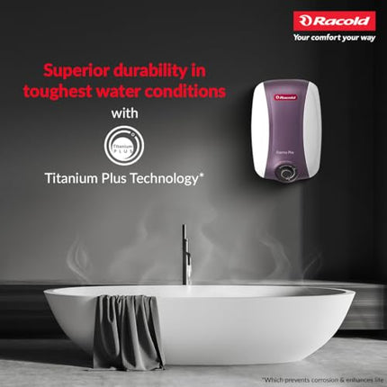 Racold Eterno Pro Storage Water Heater (Geyser) 25L with ABS Body – Corrosion Prevention with Titanium Enameled Coating, 7 Yrs Warranty on Tank, Energy Efficient, Free Standard Installation & Pipes 