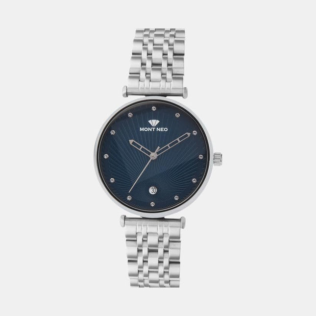 Mont Neo Women Quartz Blue Dial Analog Metal Watch 9010E-M1105 