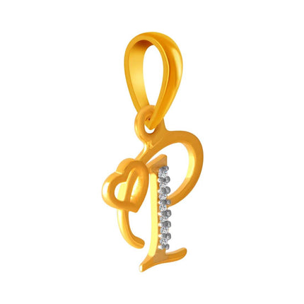 P.C. Chandra Jewellers P.C Chandra Jewellers 14Kt (585) Yellow Gold P Initial Studded Pendant For Women & Girls - 0.81 Gram, Multi 