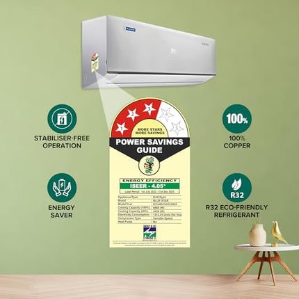 Blue Star 2 Ton 3 Star Heavy Duty, 60 Months Warranty, Inverter Split AC (Copper, Convertible 6 in 1 Cooling, Multi Sensors, Dust Filter, Blue Fins, Self Diagnosis, IC324DCUHD, White) 