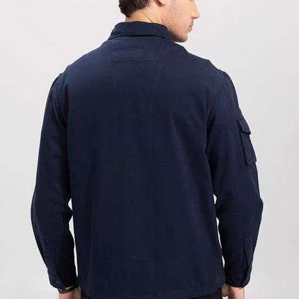 SNITCH Roxie Navy Overshirt Cotton Slim Fit Shirt|Anti-Dust|Coin Pocket |Two Patch Pocket |Comfort Stretch 