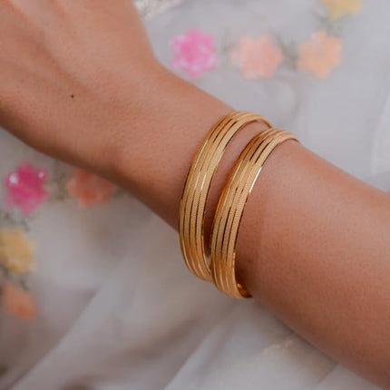 Zeraki Jewels Women's Traditional Gold Plated Anamika Bangle (Set of 2) 