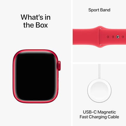 Apple Watch Series 9 [GPS 41mm] Smartwatch with (Product) RED Aluminum Case with (Product) RED Sport Band M/L. Fitness Tracker, Blood Oxygen & ECG Apps, Always-On Retina Display, Water Resistant 