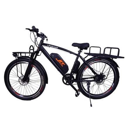 Lekeamp JIT Electric Bike | 26" Tyres | 25 km/h Top Speed | 5-Level Pedal Assist | Disc Brakes | 10.4Ah NMC Detachable Battery | 250W Motor | Spring Front Suspension | Black Box Carrier 