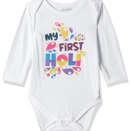 Bon Organik Unisex My First Holi Bodysuit Baby (BON7082-K_White_0-3M) 
