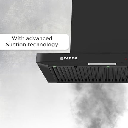 Faber 60 cm 1000 m³/hr T-Shape Kitchen Chimney || Baffle Filter || 12 years warranty on Motor|| Motor- 250 Watt (HOOD MARS PB BF BK 60) 