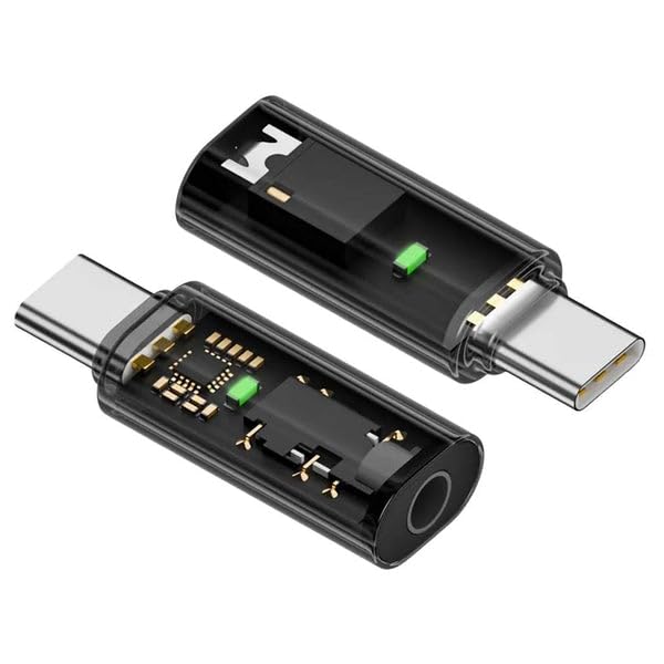 TECPHILE Transparent USB C to 3.5mm Headphone Jack Adapter Stereo Audio Type-C Aux Earphone Dongle with Hi-Fi DAC Chip, Compatible with iPhone 16, MacBook, iPad Pro, Samsung Galaxy, Pixel 4 3 2 XL 