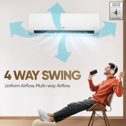 LG 1.5 Ton 5 Star, Wi-Fi, DUAL Inverter Split AC (Copper, AI+ Convertible 6-in-1, Faster Cooling & Energy Saving, 4 Way Swing, HD Filter with Anti-Virus Protection, US-Q19PWZE, White) 