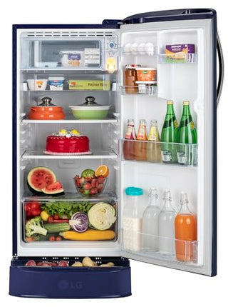 LG 185 L, 5 Star, Smart Inverter Compressor, Direct Cool Single Door Refrigerator (GL-D201ABIU.BBIZEBN, Blue ILAN, Moist N Fresh, Auto Smart Connect & Base Stand Drawer) 
