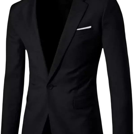 MUSTKEEM Men's Single Breasted Blazer, Polyester Viscose, Formal (in, Numeric, 40, Black) 