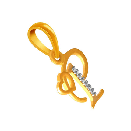 P.C. Chandra Jewellers P.C Chandra Jewellers 14Kt (585) Yellow Gold P Initial Studded Pendant For Women & Girls - 0.81 Gram, Multi 