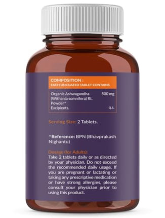 Carbamide Forte Organic Ashwagandha 1000mg Tablets|Stress & Anxiety Relief Tablets |Ashwagandha Powder tablet 1000 mg|Rejuvenates Mind & Body - 60 Organic Ashwagandha Tablets, 1 count, 60 capsules 